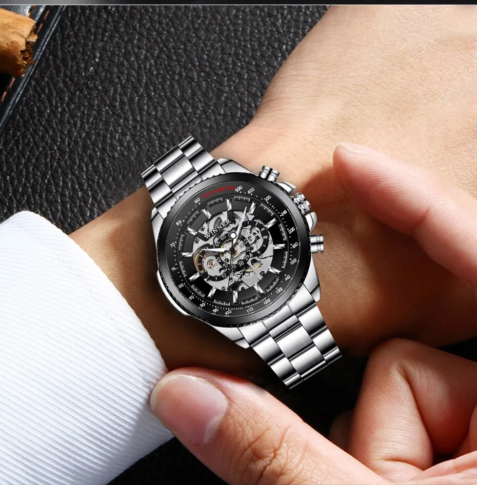 WINNER Series Men's Skeleton Watch - Stainless Steel Automatic Watch by Pagani Forsining
