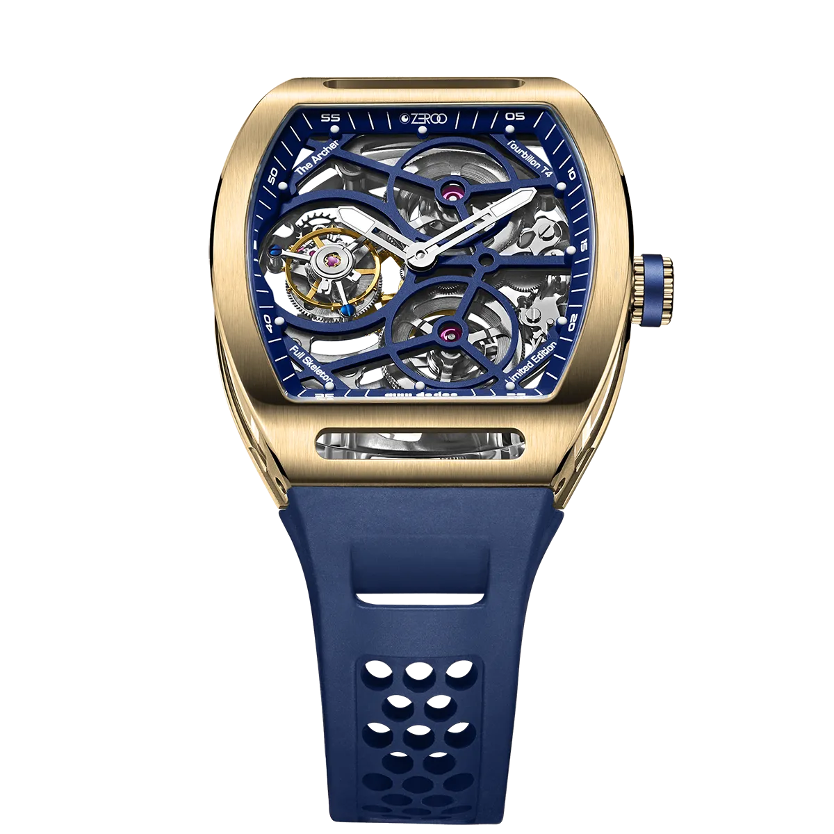 ZEROO T4 THE ARCHER FULL SKELETON TOURBILLONMANUAL TOURBILLON WATCH FOR GENTS - ZT004GBL