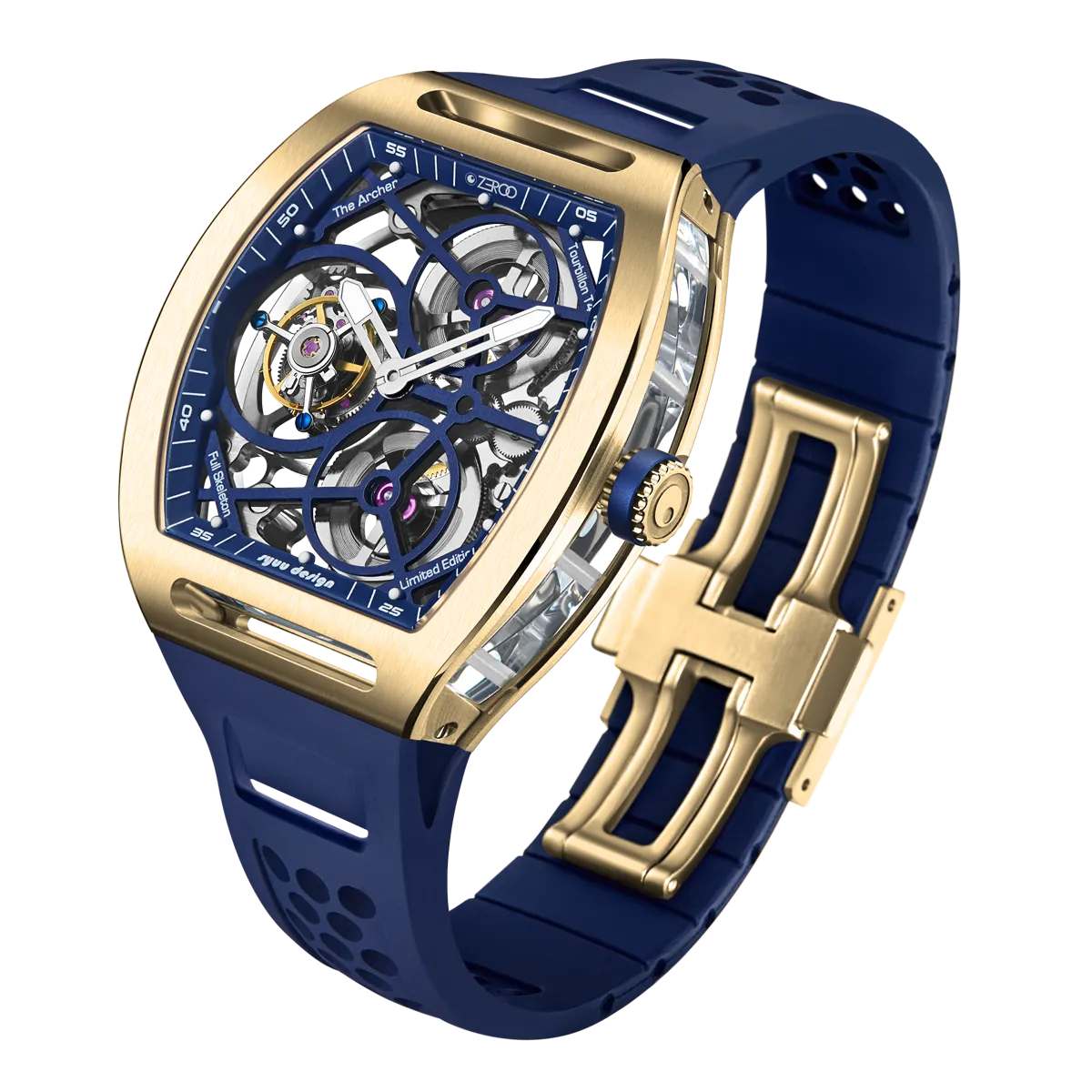 ZEROO T4 THE ARCHER FULL SKELETON TOURBILLONMANUAL TOURBILLON WATCH FOR GENTS - ZT004GBL